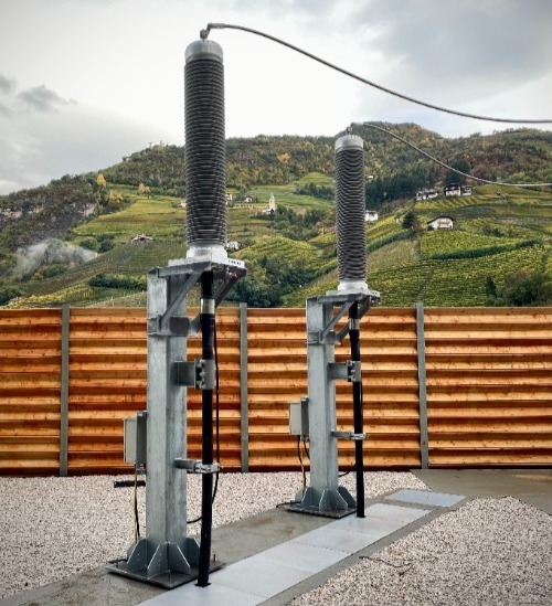 Close up of electricity substation equipment 