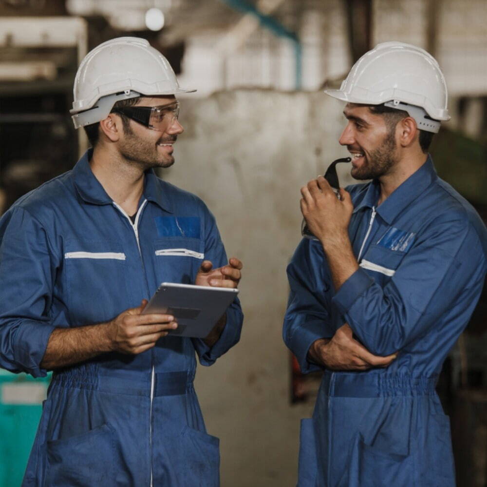 two male engineers talking