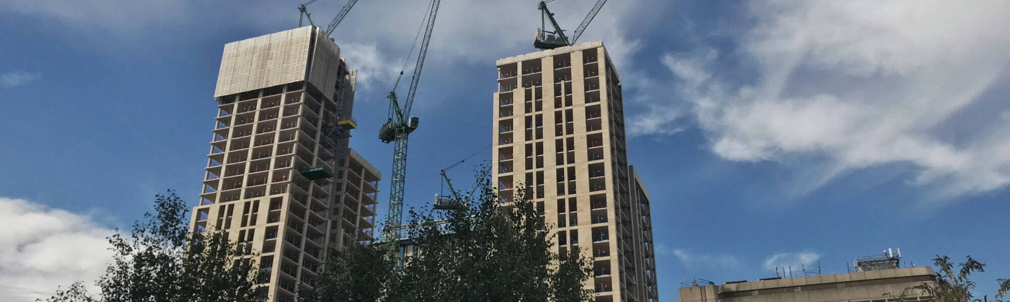 High rise building construction site